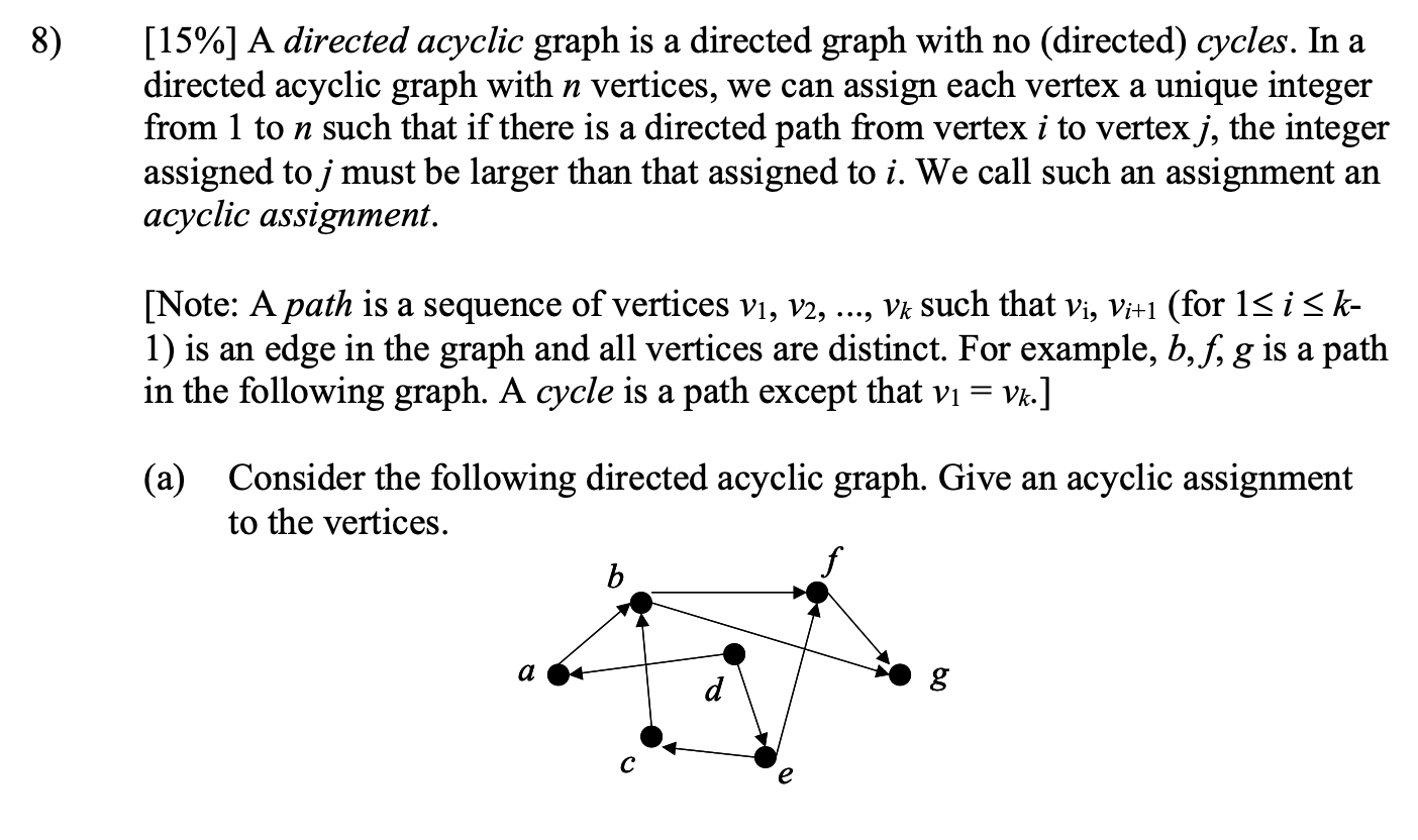 Solved [15%] A Directed Acyclic Graph Is A Directed Graph | Chegg.com