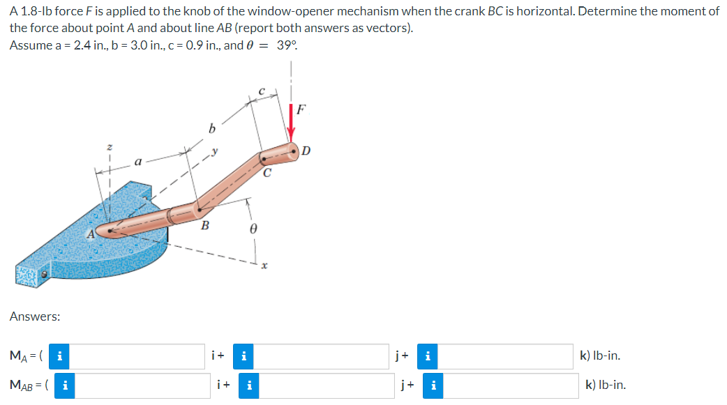 Solved A 1.8 - B Force F Is Applied To The Knob Of The | Chegg.com