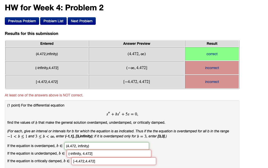 Solved HW for Week 4: Problem 2 Previous Problem Problem | Chegg.com