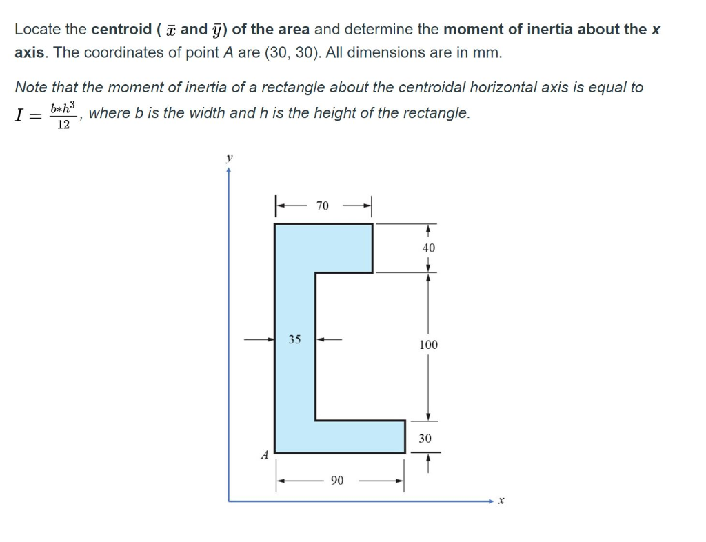 Solved Locate The Centroid A And Y Of The Area And Det Chegg Com