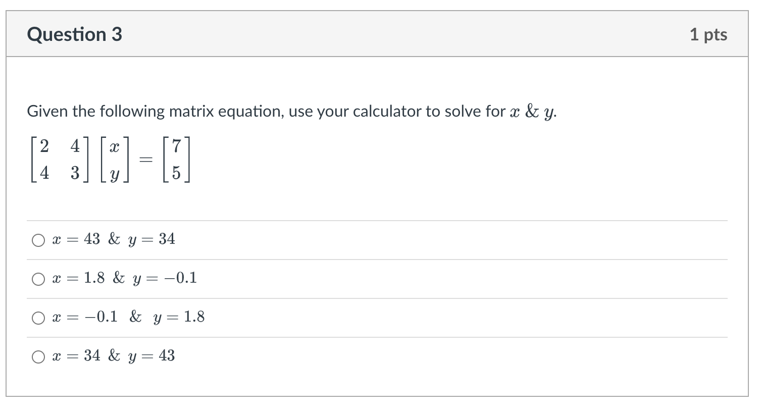 Solve matrix deals equation calculator