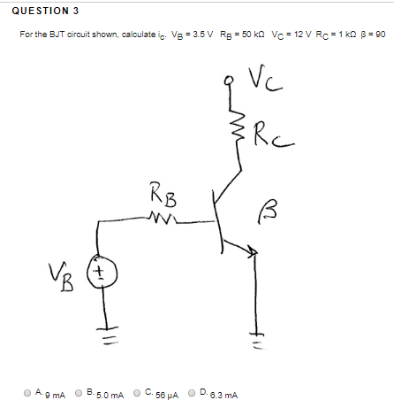 Solved QUESTION 3 For The BJT Circuit Shown, Calculate Ic. | Chegg.com