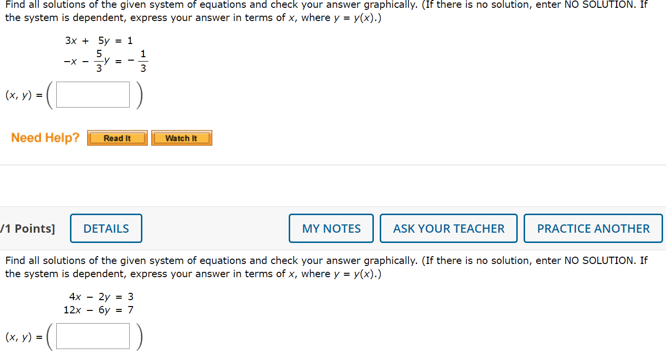 Solved Find All Solutions Of The Given System Of Equations | Chegg.com