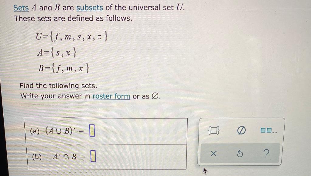 Sets A And B Are Subsets Of The Universal Set U Chegg Com