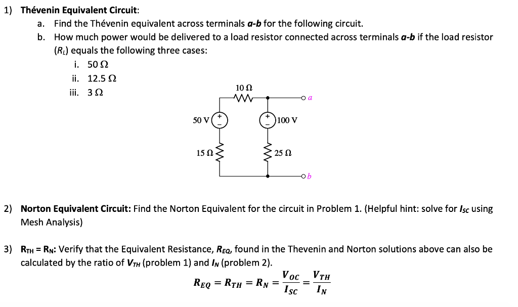 Solved 1) Thévenin Equivalent Circuit: A. Find The Thévenin | Chegg.com