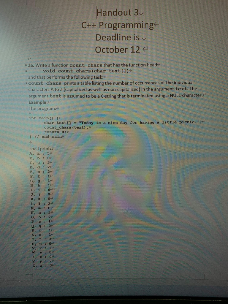 Solved Handout 31 C++ Programming Deadline is October 12 - | Chegg.com