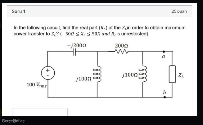 Solved In the following circuit find the real part Chegg