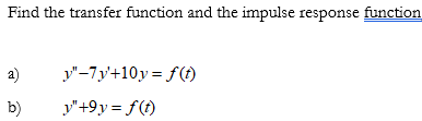 Solved Find the transfer function and the impulse response | Chegg.com
