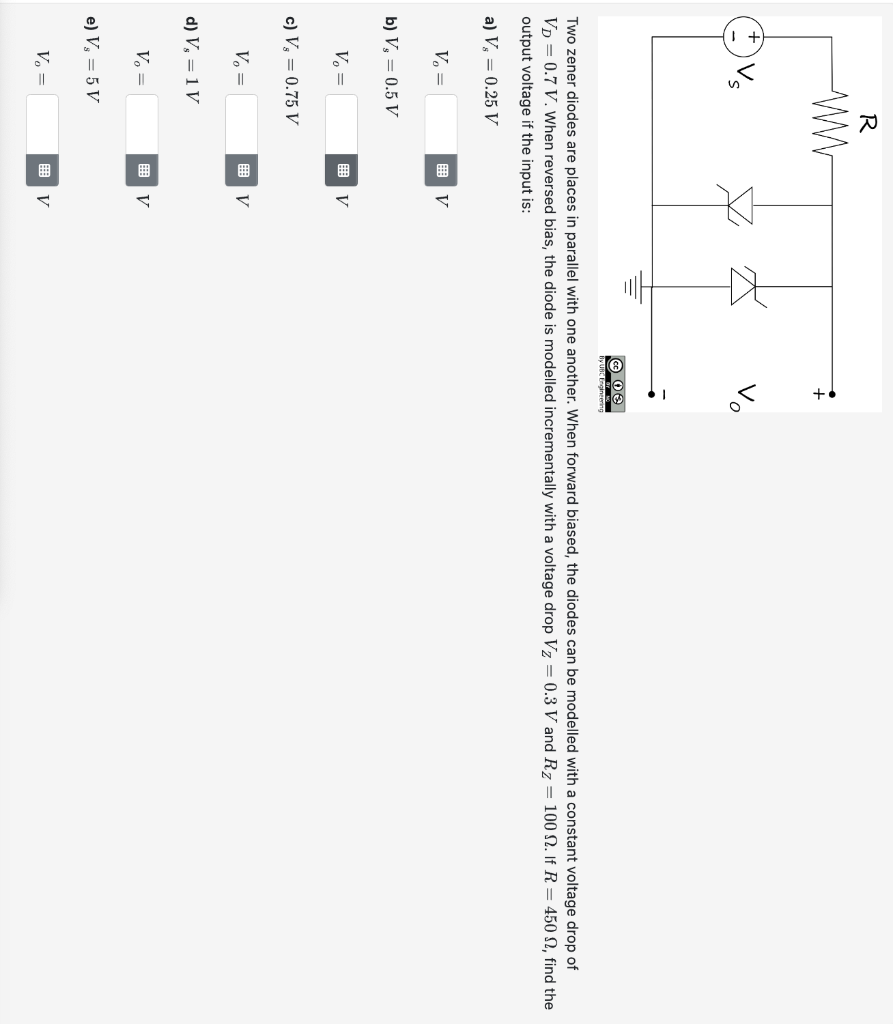 Two zener diodes are places in parallel with one