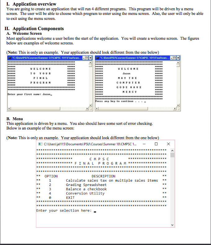 Solved I. Application overview You are going to create an | Chegg.com