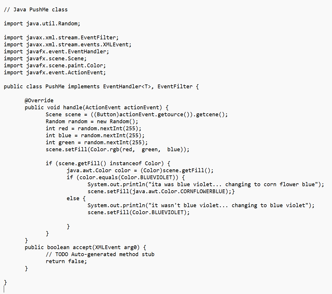Solved In Java FX try to: 1. to altering the event | Chegg.com