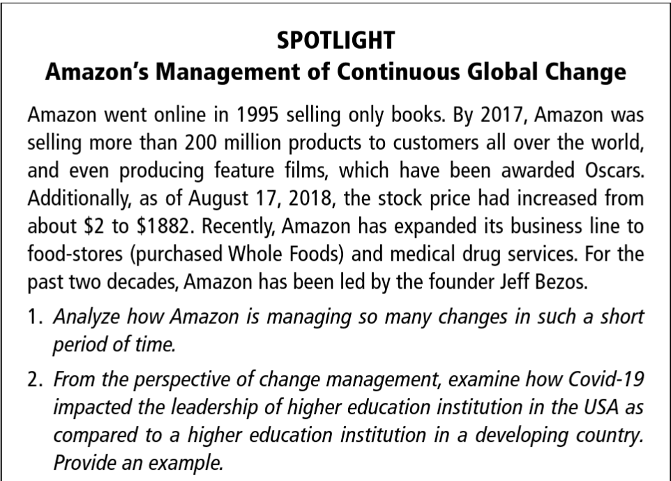 Solved SPOTLIGHT Amazon's Management of Continuous Global