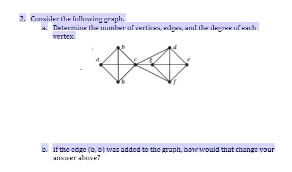 Solved 2. Consider the following graph. a. Determine the | Chegg.com