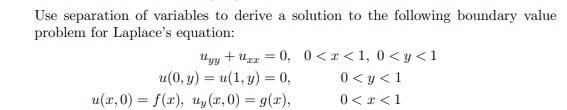 Solved Use separation of variables to derive a solution to | Chegg.com