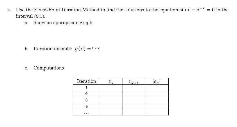 Solved 4. Use The Fixed-Point Iteration Method To Find The | Chegg.com