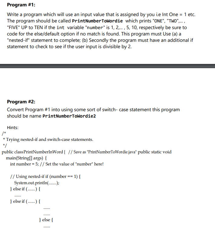 Solved Topics: (nested-if, switch-case): NO loops or User | Chegg.com