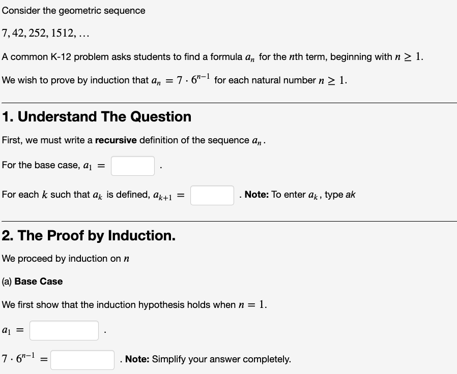 Solved Consider the geometric sequence 7,42,252,1512,… A | Chegg.com