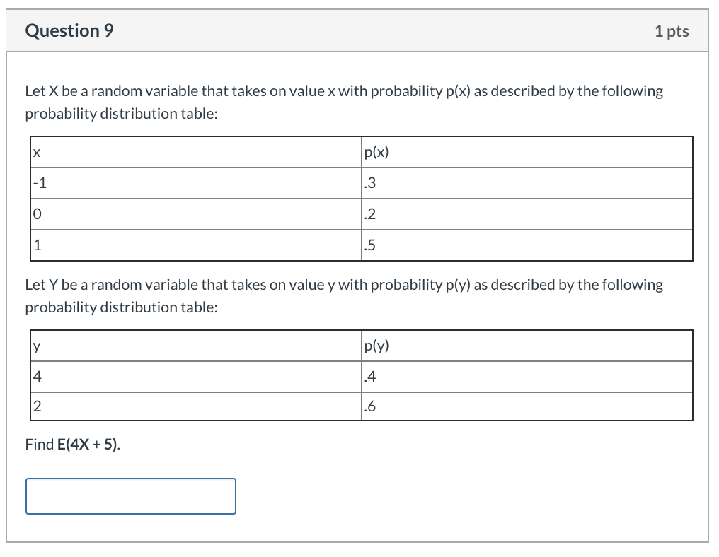 Solved Question 7 1 pts Let X be a random variable that | Chegg.com