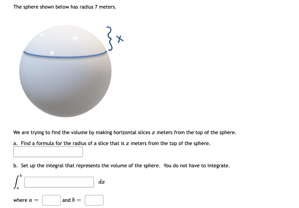 find the volume of a sphere with radius 7 meters is