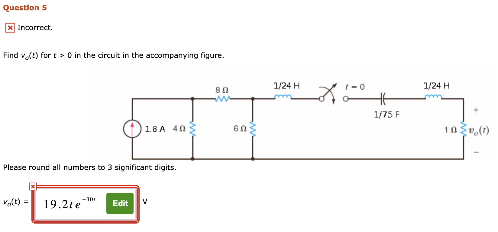 Solved Find vo(t) for t > 0 in the circuit in | Chegg.com