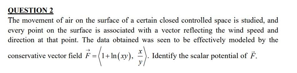 Solved QUESTION 2 The movement of air on the surface of a | Chegg.com