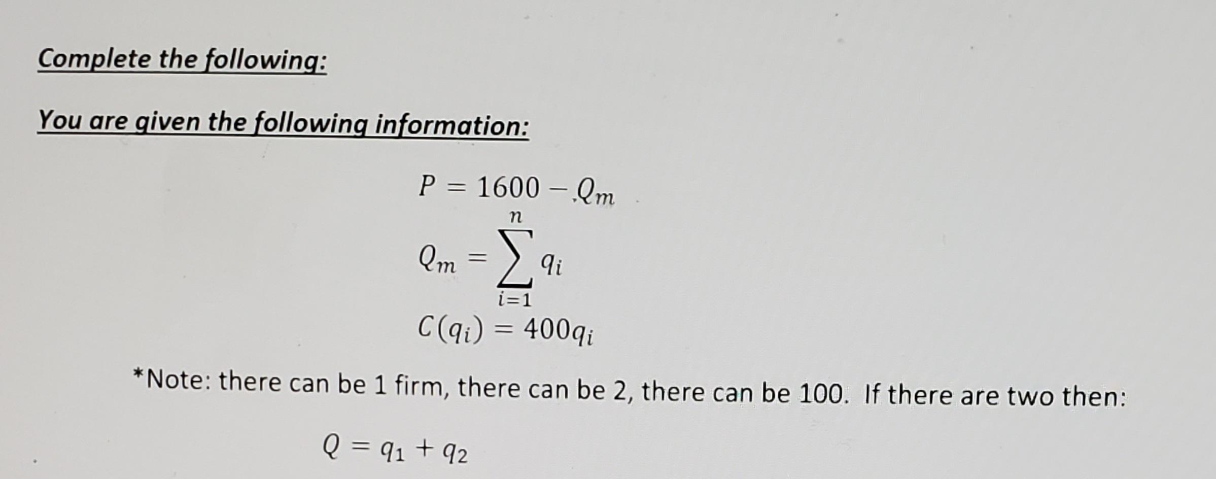 Solved Complete the following: You are given the following | Chegg.com