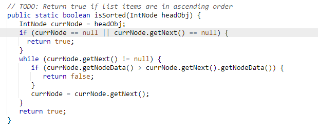 Solved For some reason, my code returns false for a list | Chegg.com