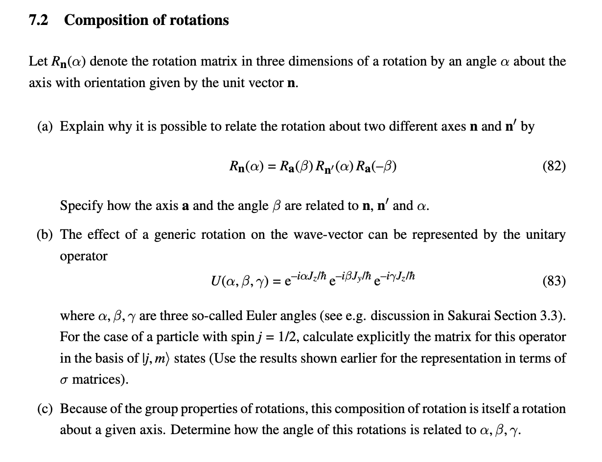 7.2 Composition of rotations Let Rn(a) denote the