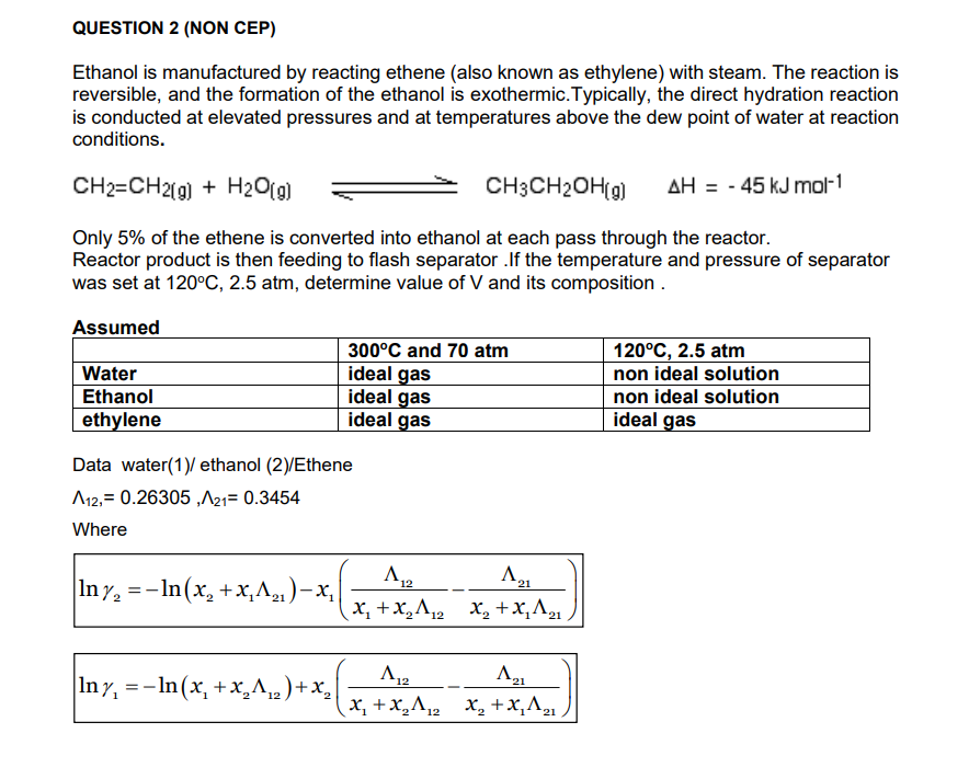 QUESTION 2 NON CEP Ethanol Is Manufactured By Chegg