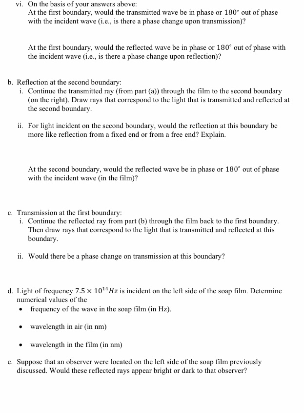 Solved Air Thin Film Interference Crosssectional Side Vi