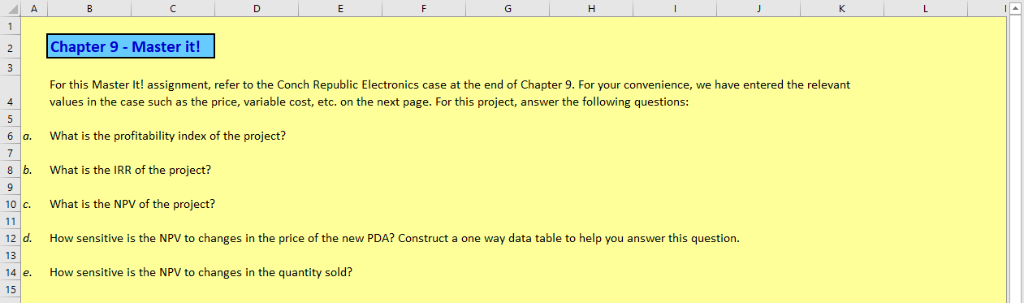 Master It Excel Chapter Question Is In First Imag Chegg Com