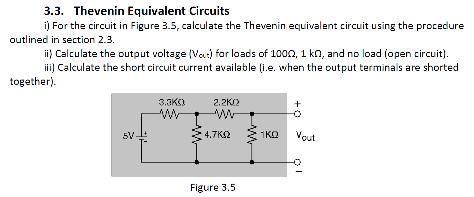 Solved 3.3. Thevenin Equivalent Circuits i) For the circuit | Chegg.com