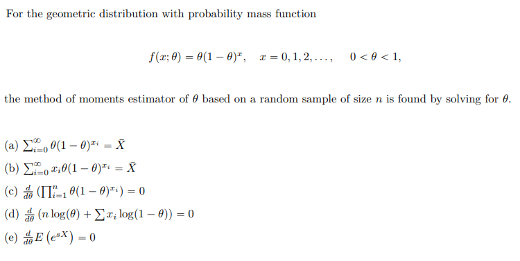 Solved For the geometric distribution with probability mass | Chegg.com