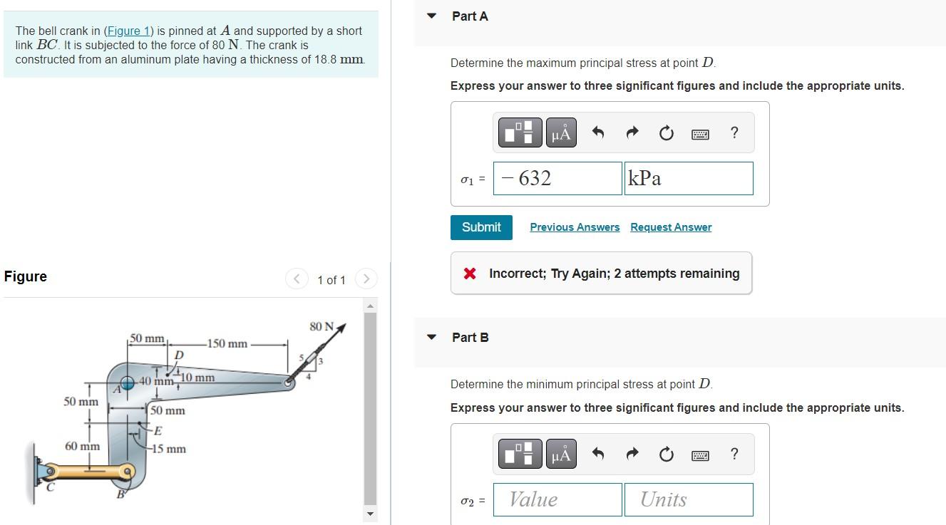 Solved The Bell Crank In (Figure 1) Is Pinned At A And | Chegg.com