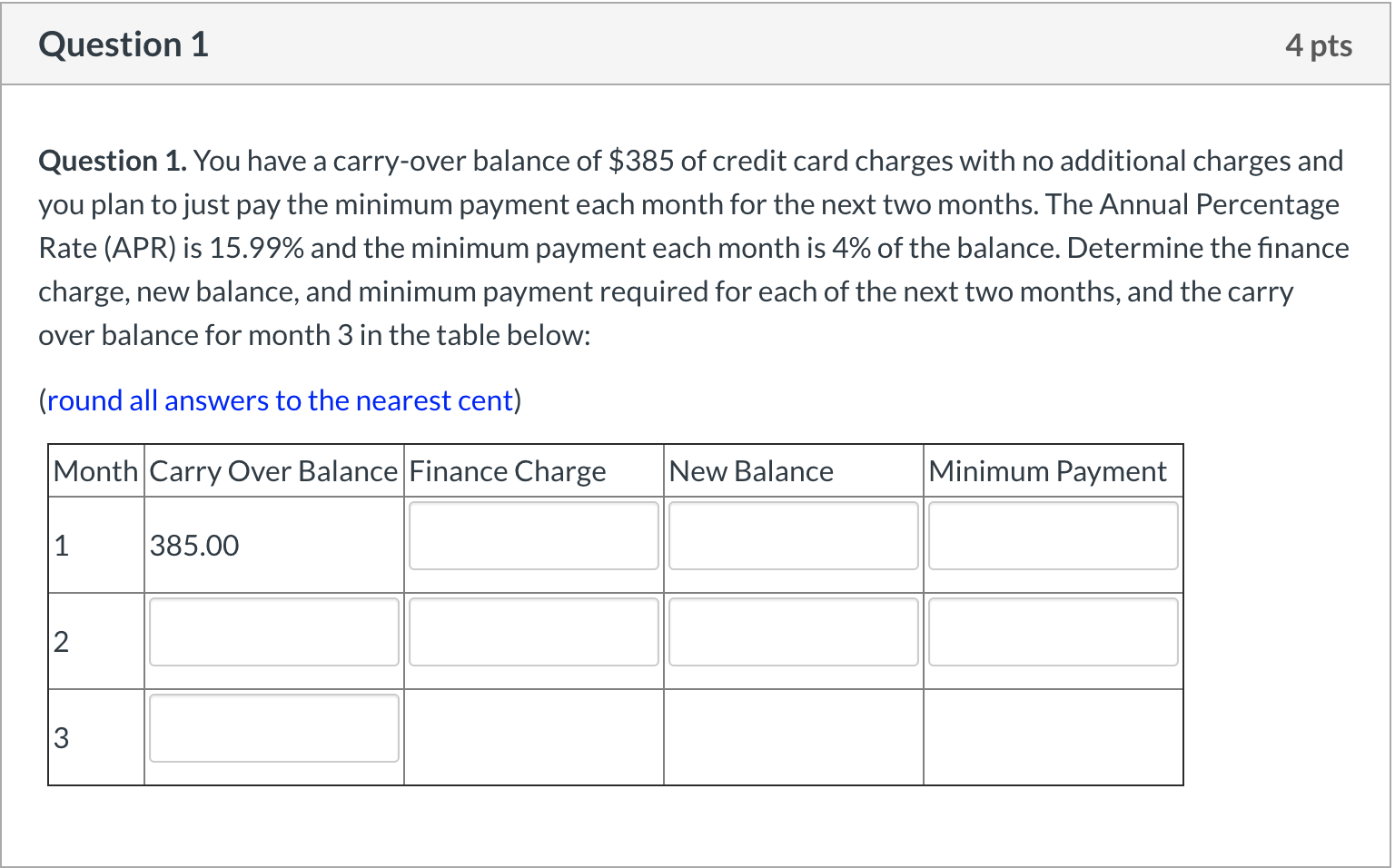 Solved Question 1 4 pts Question 1. You have a carryover