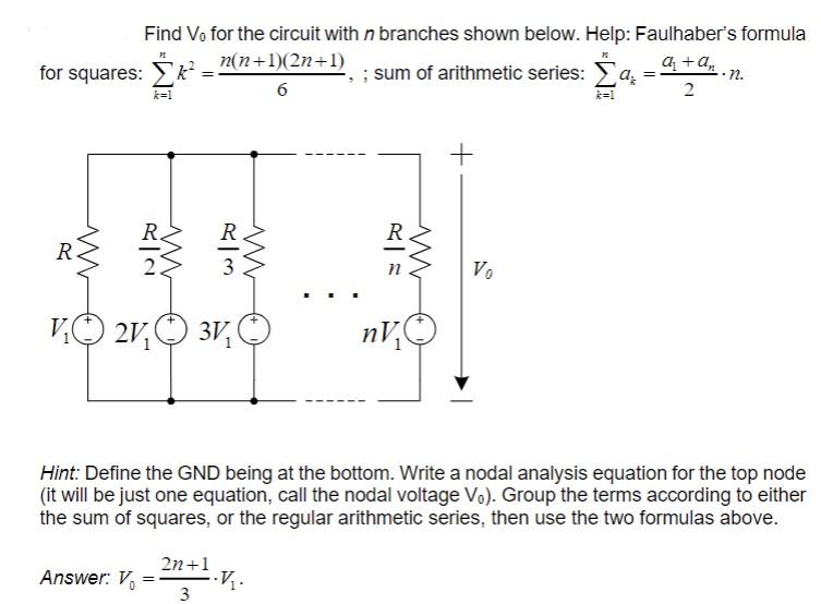 Solved Find V0 for the circuit with n branches shown below. | Chegg.com