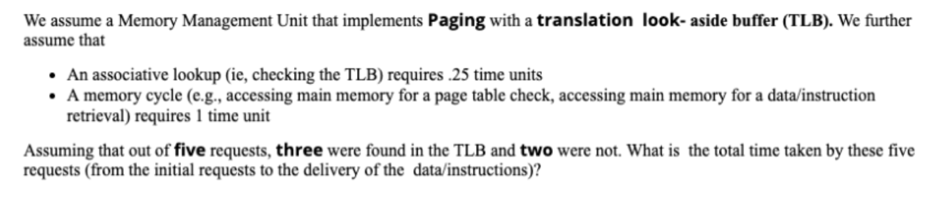 Solved We assume a Memory Management Unit that implements | Chegg.com
