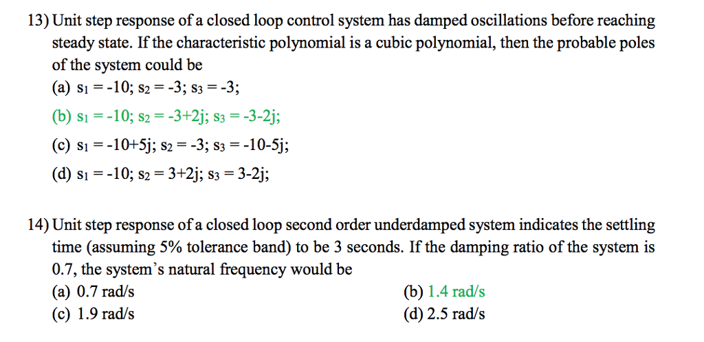 Solved 13) Unit step response of a closed loop control | Chegg.com