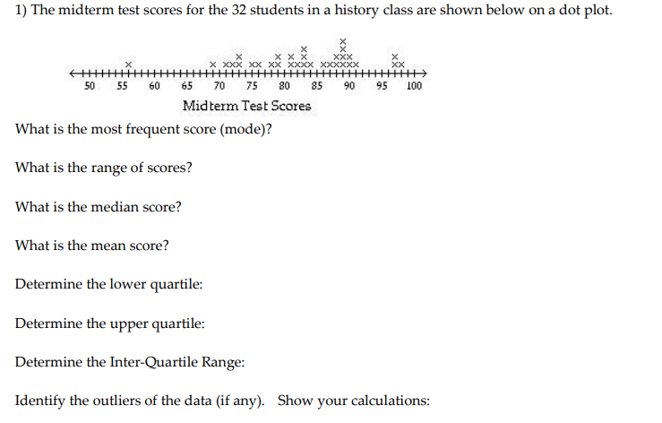 Solved 1) The midterm test scores for the 32 students in a | Chegg.com