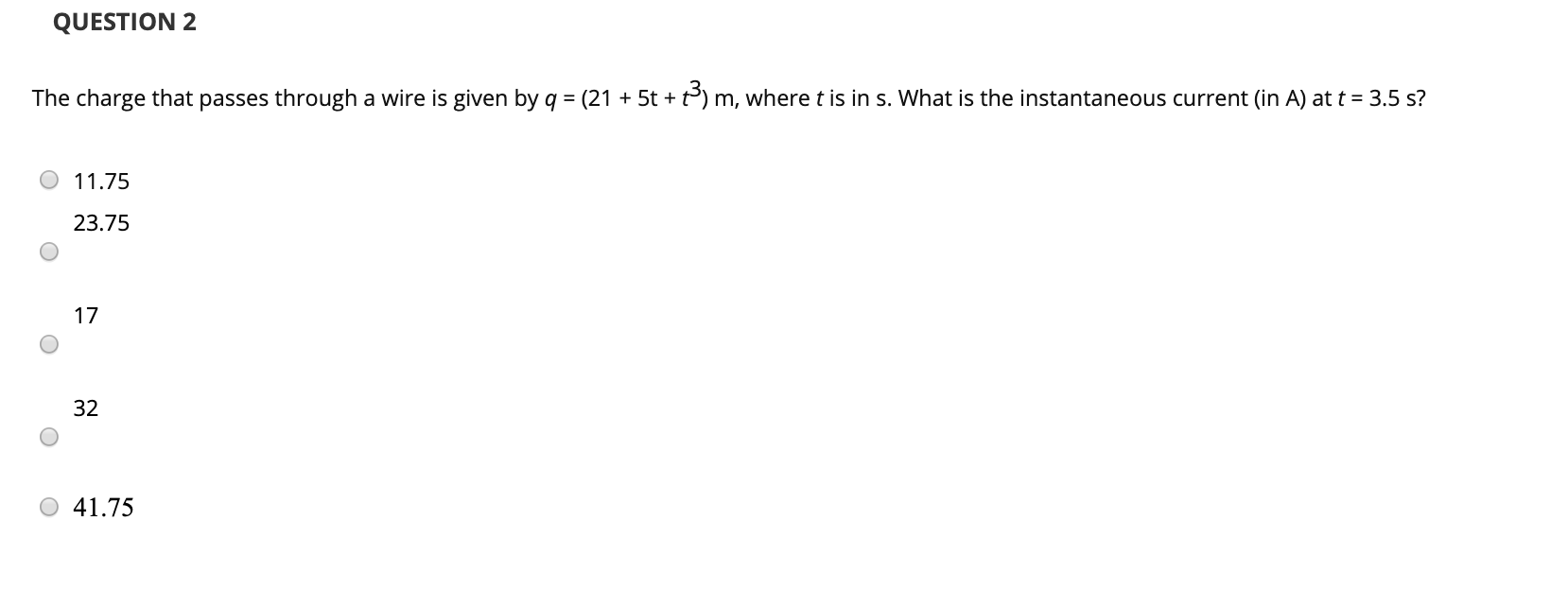 Solved QUESTION 2 The charge that passes through a wire is | Chegg.com