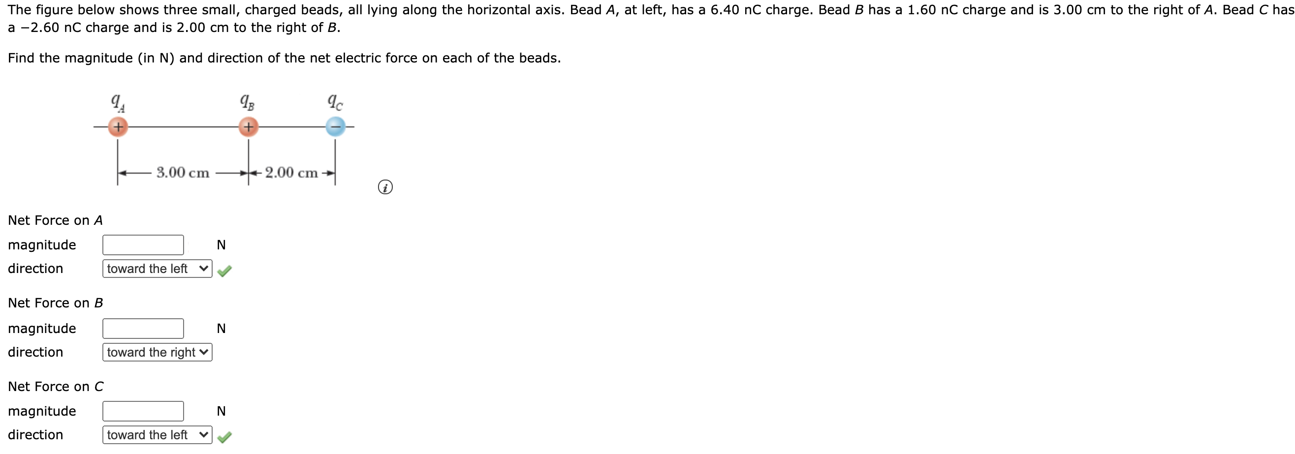 Solved The figure below shows three small, charged beads, | Chegg.com