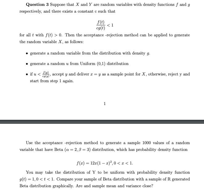 Solved Question 3 Suppose That X And Y Are Random Variabl Chegg Com