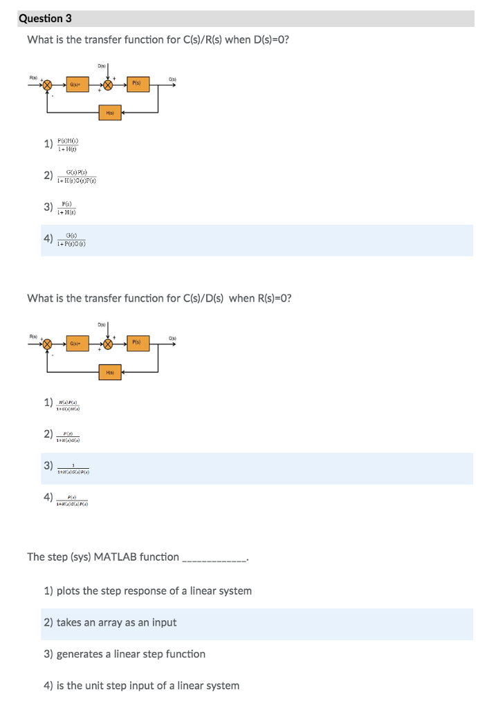 Solved Question 3 What is the transfer function for | Chegg.com