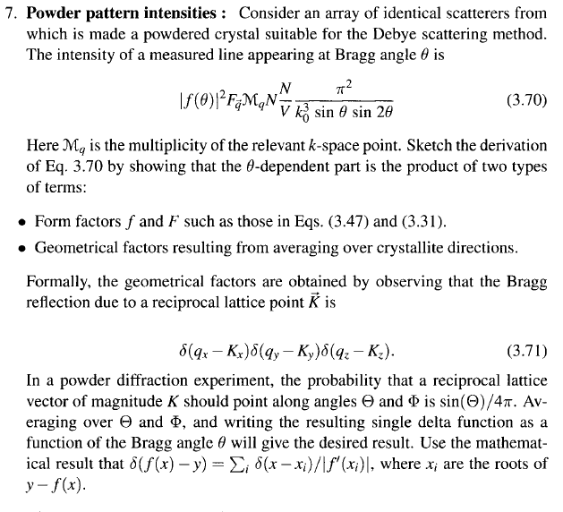 7. Powder pattern intensities : Consider an array of | Chegg.com