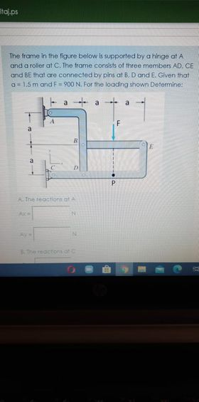 Solved stops The frame in the figure below is supported by a | Chegg.com