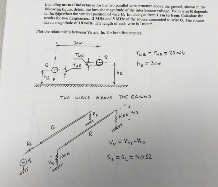 Solved Including mutual inductance for the two parallel wire
