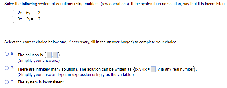 Solved Solve the following system of equations using | Chegg.com