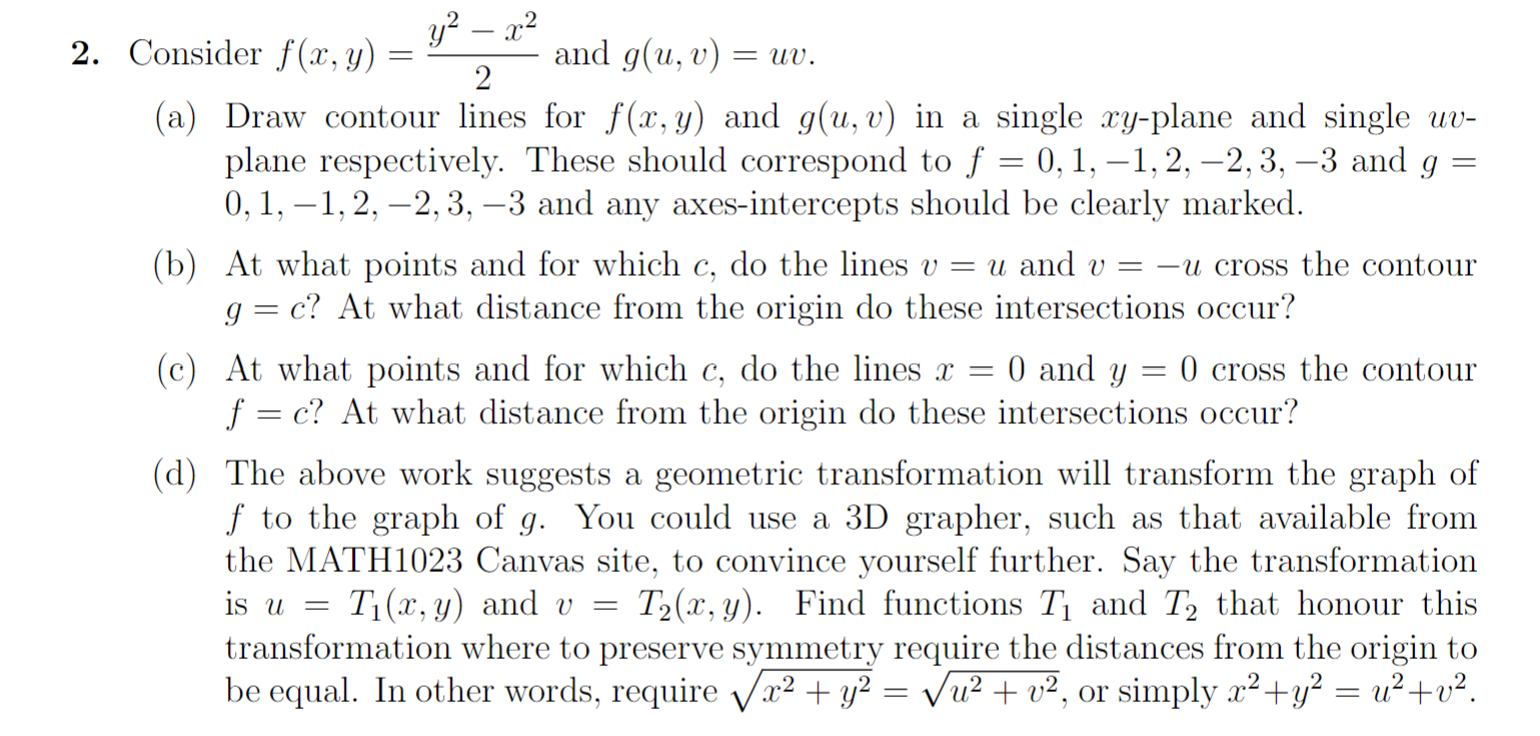 Solved Consider F X Y 2y2−x2 And G U V Uv A Draw Contour