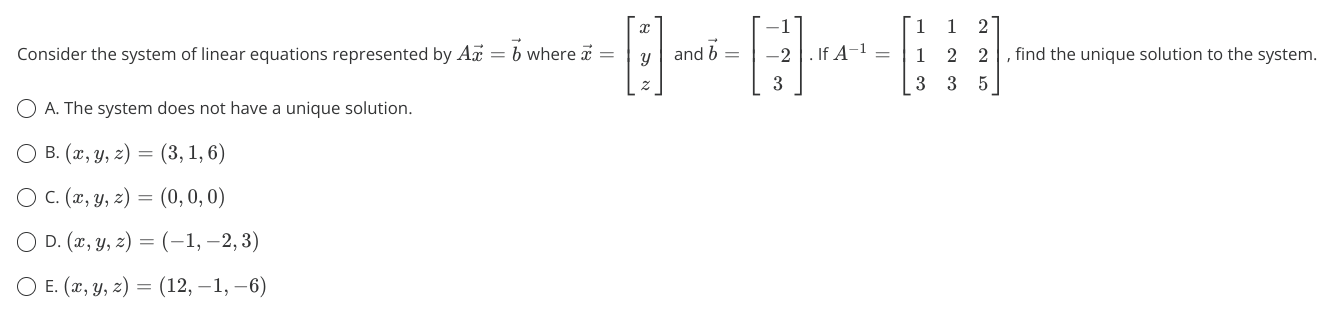 Solved Consider the system of linear equations represented | Chegg.com