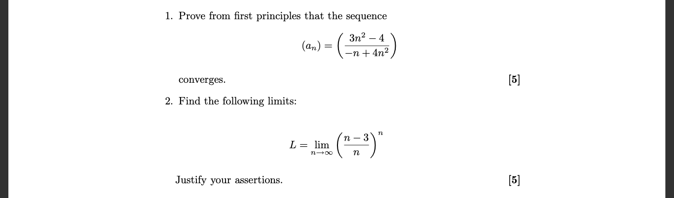 Solved 1. Prove from first principles that the sequence 3n2 | Chegg.com